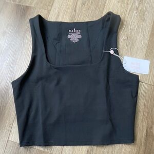 Cake Body No BS Elegant Black Crop Tank Top